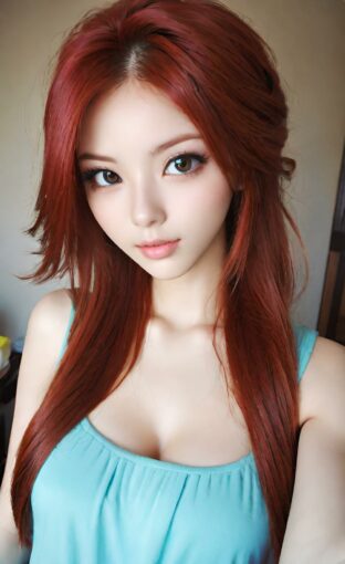 AI girl with red hair wallpaper
