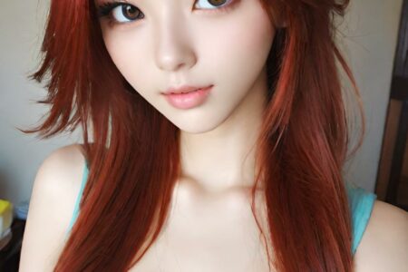 AI girl with red hair wallpaper