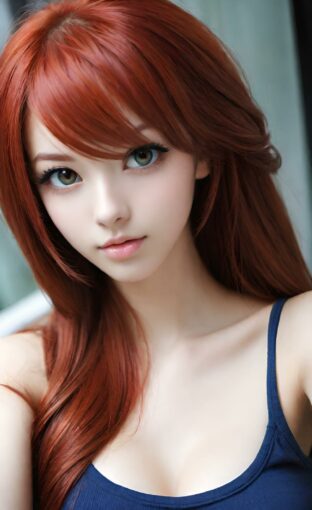 AI girl with red hair wallpaper