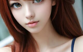 AI girl with red hair wallpaper