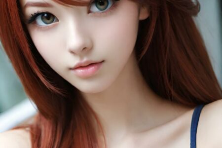 AI girl with red hair wallpaper