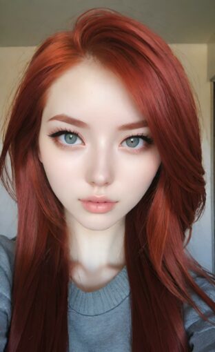 AI girl with red hair wallpaper