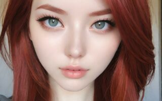 AI girl with red hair wallpaper