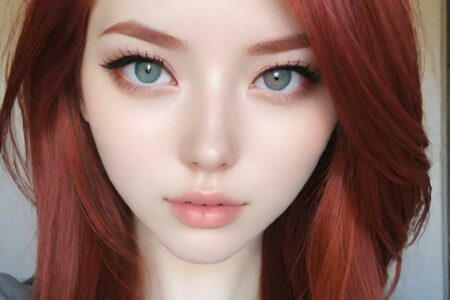 AI girl with red hair wallpaper