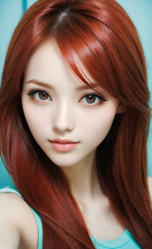 AI girl with red hair wallpaper