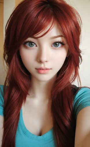 AI girl with red hair wallpaper