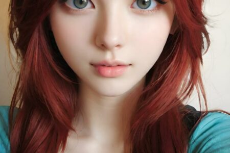 AI girl with red hair wallpaper