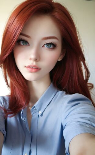 AI girl with red hair wallpaper