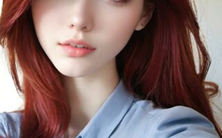 AI girl with red hair wallpaper