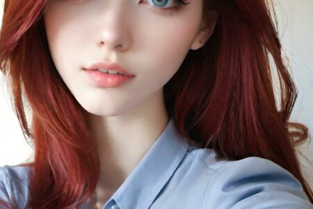 AI girl with red hair wallpaper