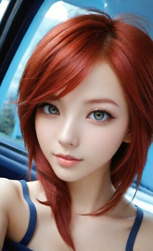 AI girl with red hair wallpaper