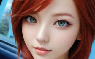 AI girl with red hair wallpaper
