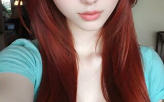AI girl with red hair wallpaper
