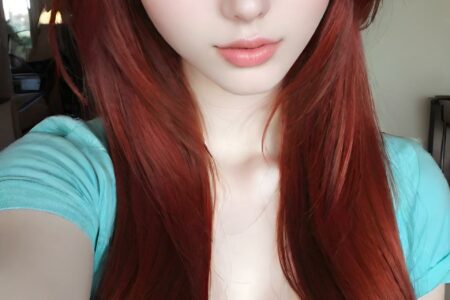 AI girl with red hair wallpaper