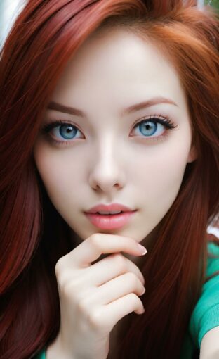 AI girl with red hair wallpaper