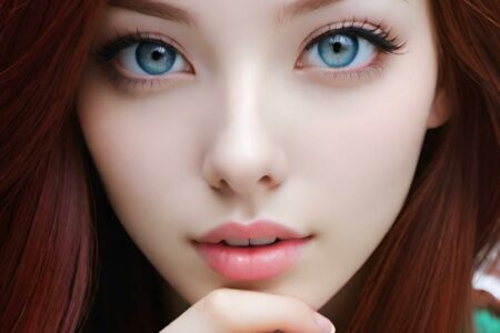 AI girl with red hair wallpaper