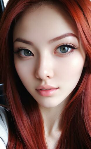 AI girl with red hair wallpaper