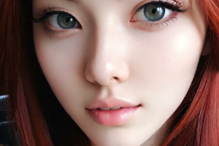 AI girl with red hair wallpaper