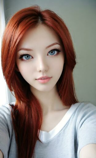 AI girl with red hair wallpaper