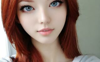AI girl with red hair wallpaper