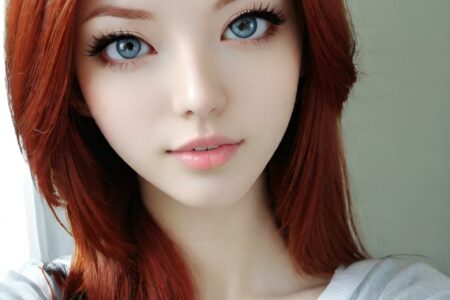 AI girl with red hair wallpaper