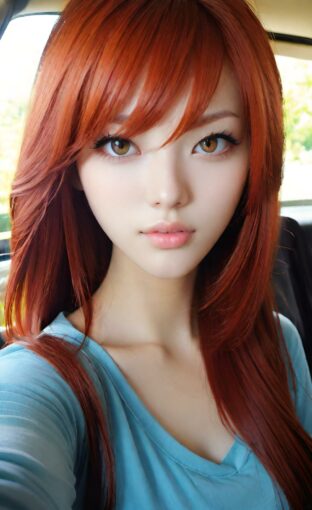 AI girl with red hair wallpaper
