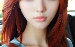 AI girl with red hair wallpaper