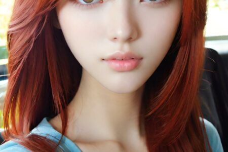 AI girl with red hair wallpaper