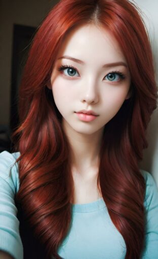 AI girl with red hair wallpaper