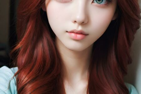 AI girl with red hair wallpaper