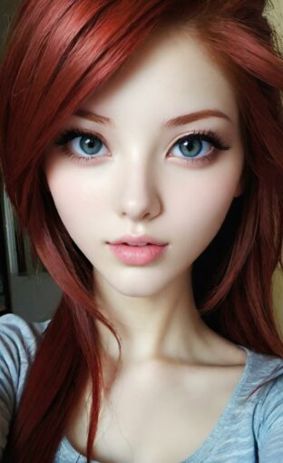 AI girl with red hair wallpaper