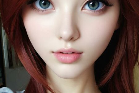 AI girl with red hair wallpaper