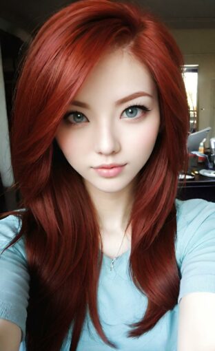AI girl with red hair wallpaper