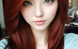 AI girl with red hair wallpaper