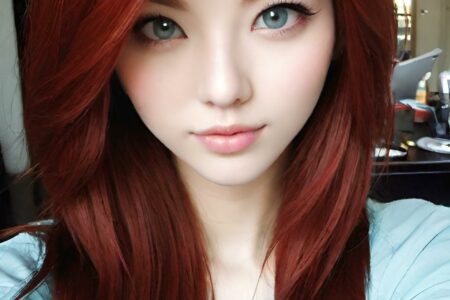 AI girl with red hair wallpaper