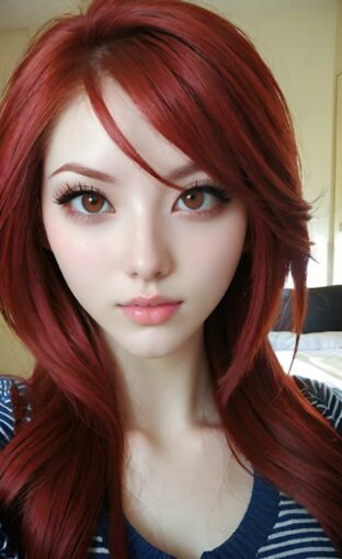AI girl with red hair wallpaper