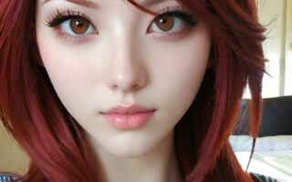AI girl with red hair wallpaper