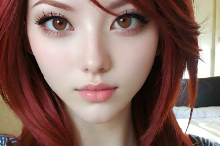 AI girl with red hair wallpaper