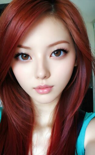 AI girl with red hair wallpaper