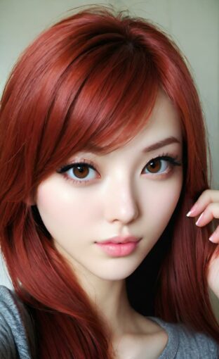 AI girl with red hair wallpaper
