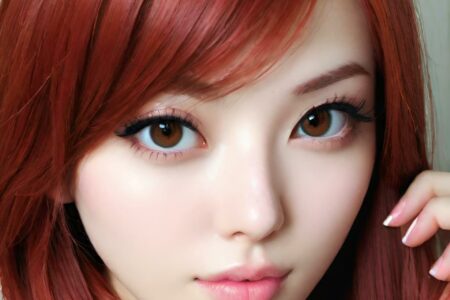 AI girl with red hair wallpaper