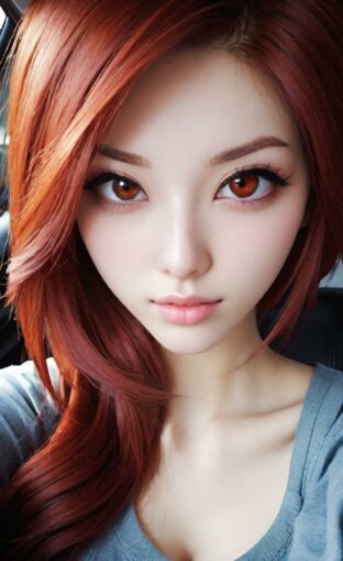 AI girl with red hair wallpaper