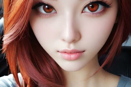 AI girl with red hair wallpaper