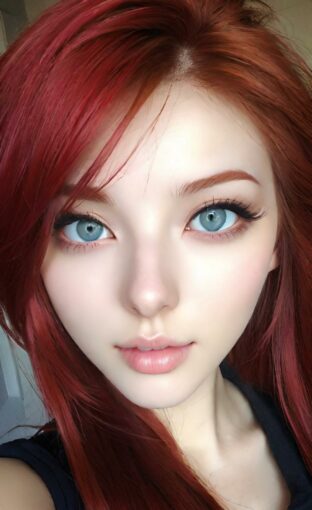 AI girl with red hair wallpaper