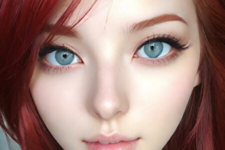 AI girl with red hair wallpaper