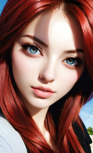 AI girl with red hair wallpaper