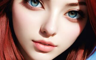 AI girl with red hair wallpaper