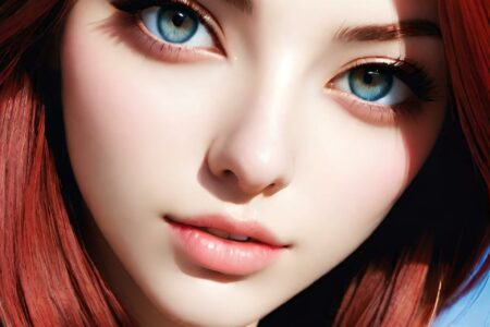 AI girl with red hair wallpaper