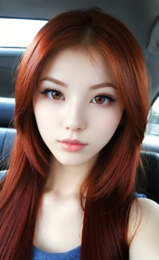 AI girl with red hair wallpaper