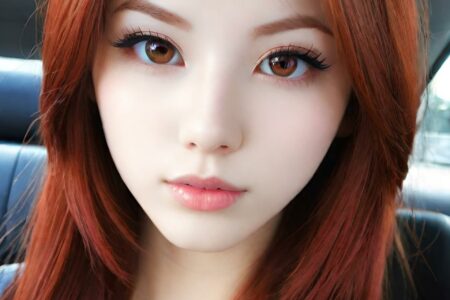 AI girl with red hair wallpaper
